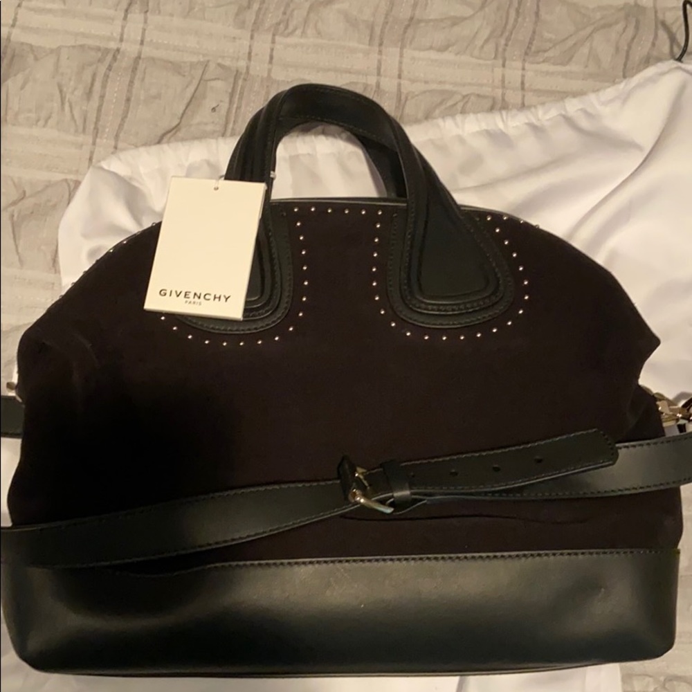 🎁Givenchy nightingale black suede studded satchel - Picture 4 of 9